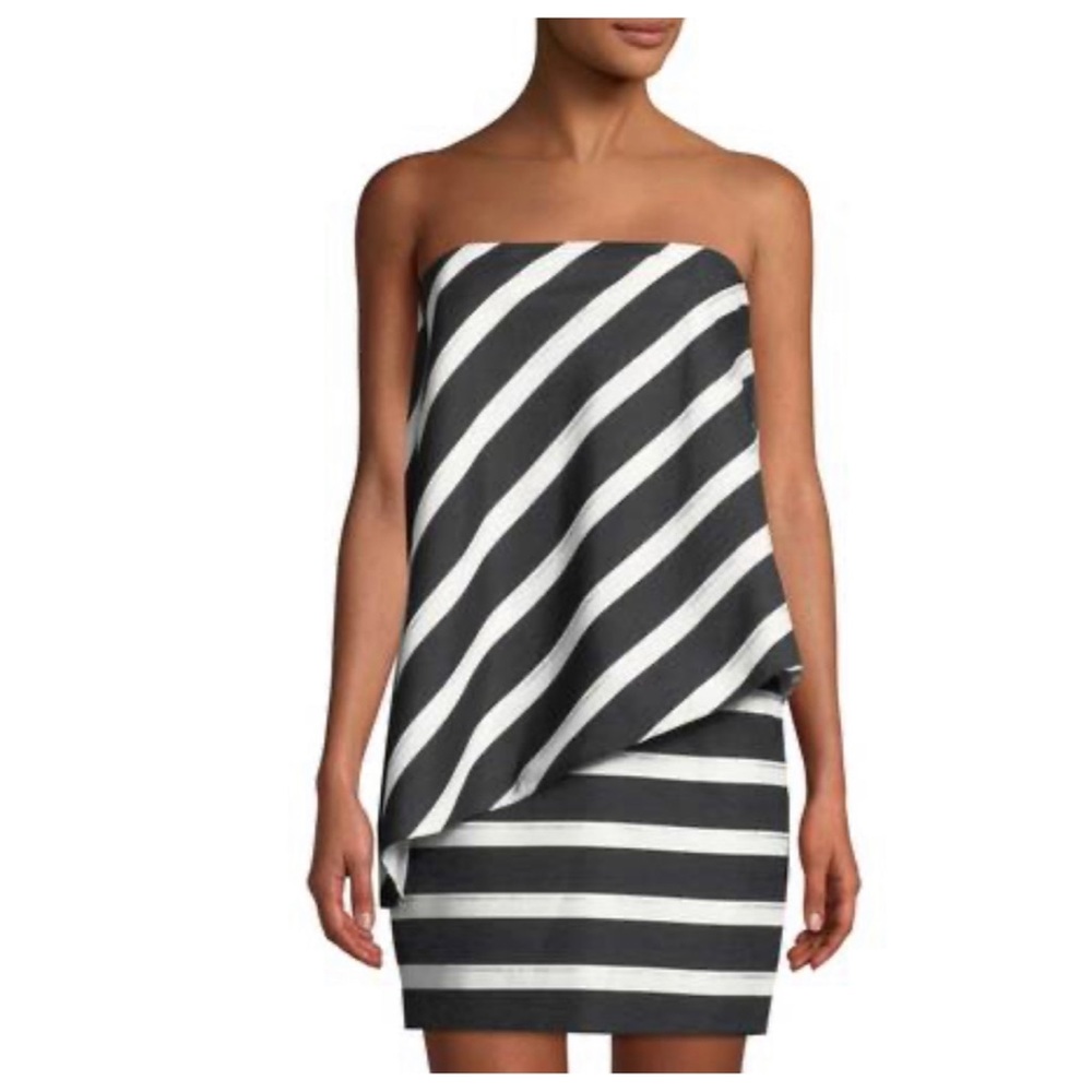 Halston Heritage Metallic Stripe Dress